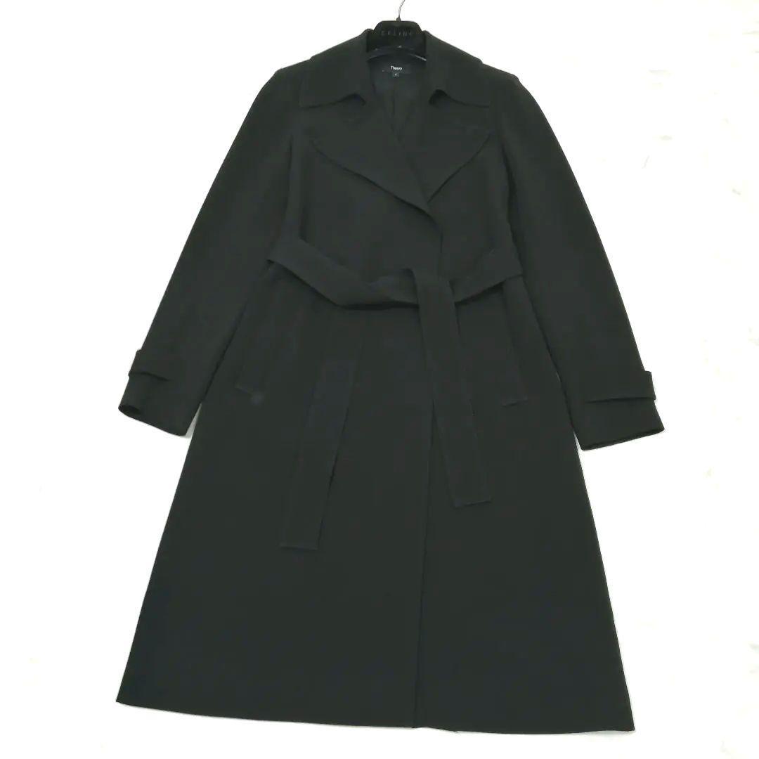 極美品✨セオリー　ロングコート　ベルト　羽織り　22SS　美シルエット　黒　上品