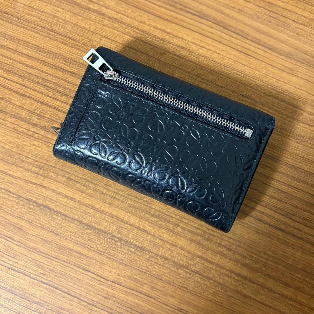 ロエベ リピート アナグラム 二つ折り財布 ブラック