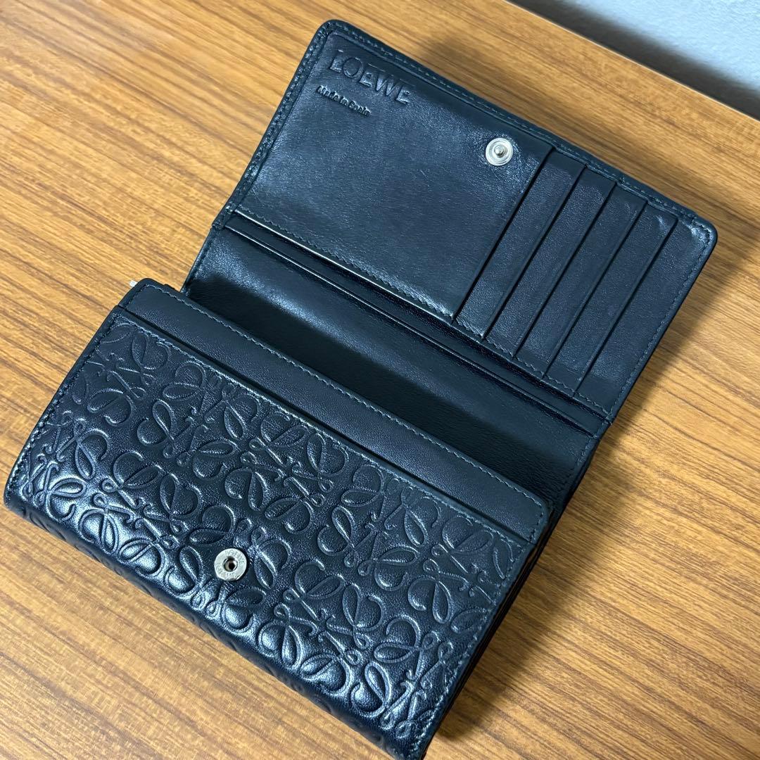 ロエベ リピート アナグラム 二つ折り財布 ブラック