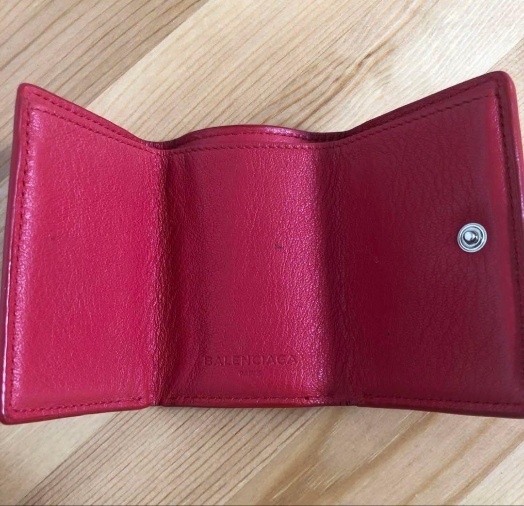 美品　BALENCIAGA 三つ折り財布 レッド