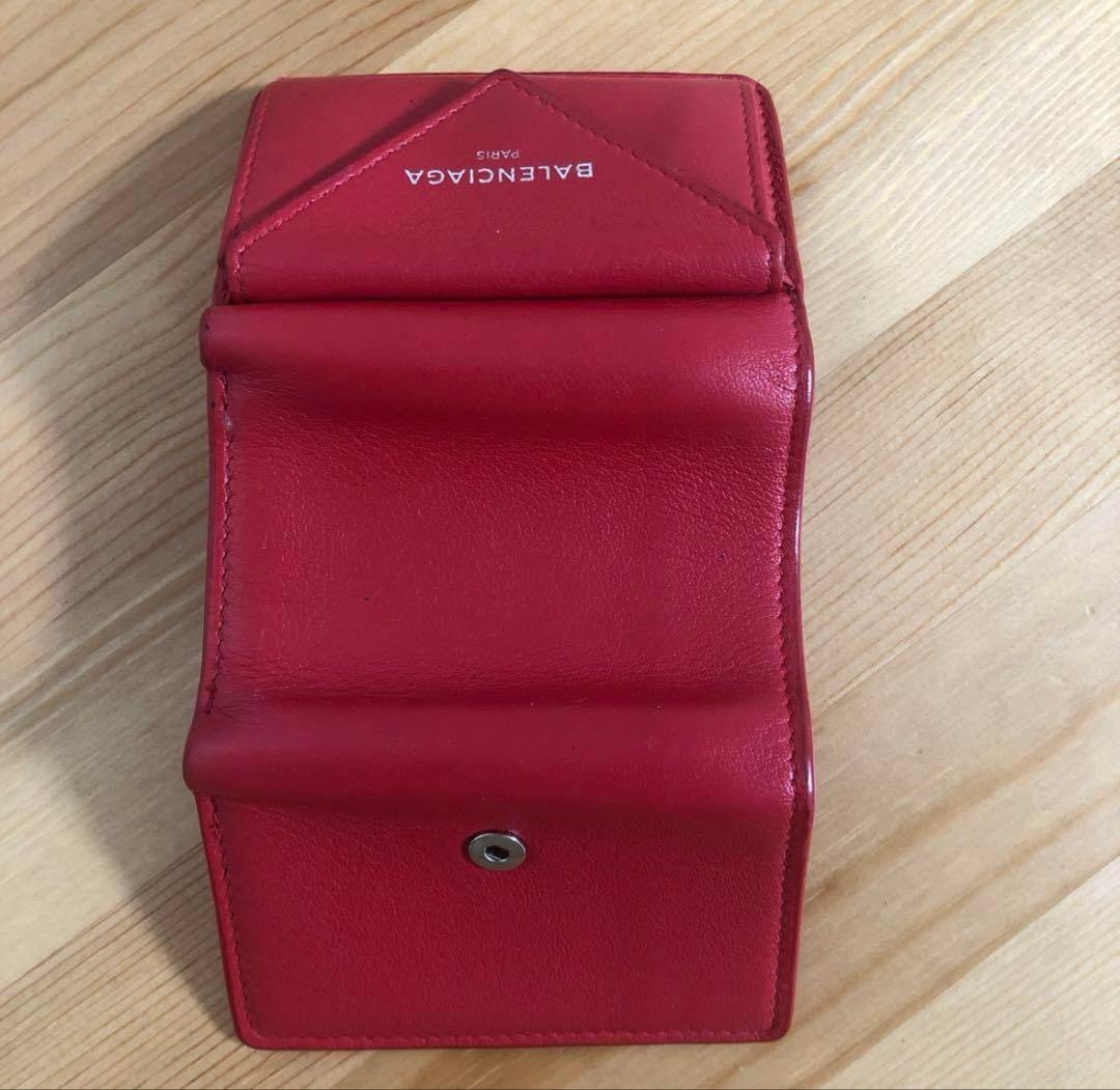 美品　BALENCIAGA 三つ折り財布 レッド