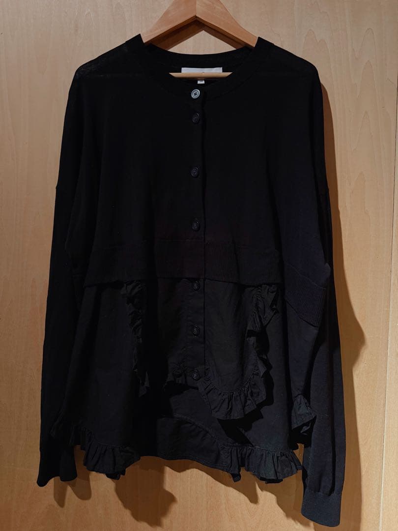 ★美品★ ENFOLD フリルボトムカーディガン ブラック 黒