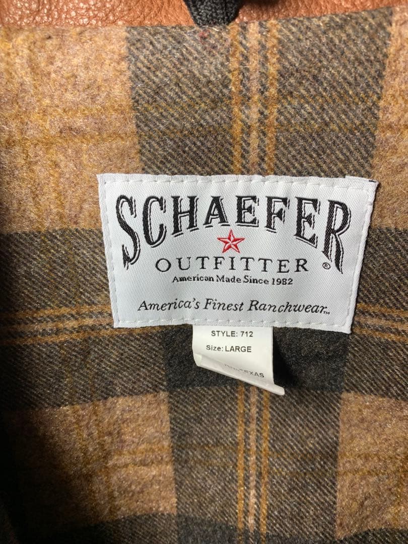 SCHAEFER ダックベスト ワーク 裏地チェック USA製 黒色 L