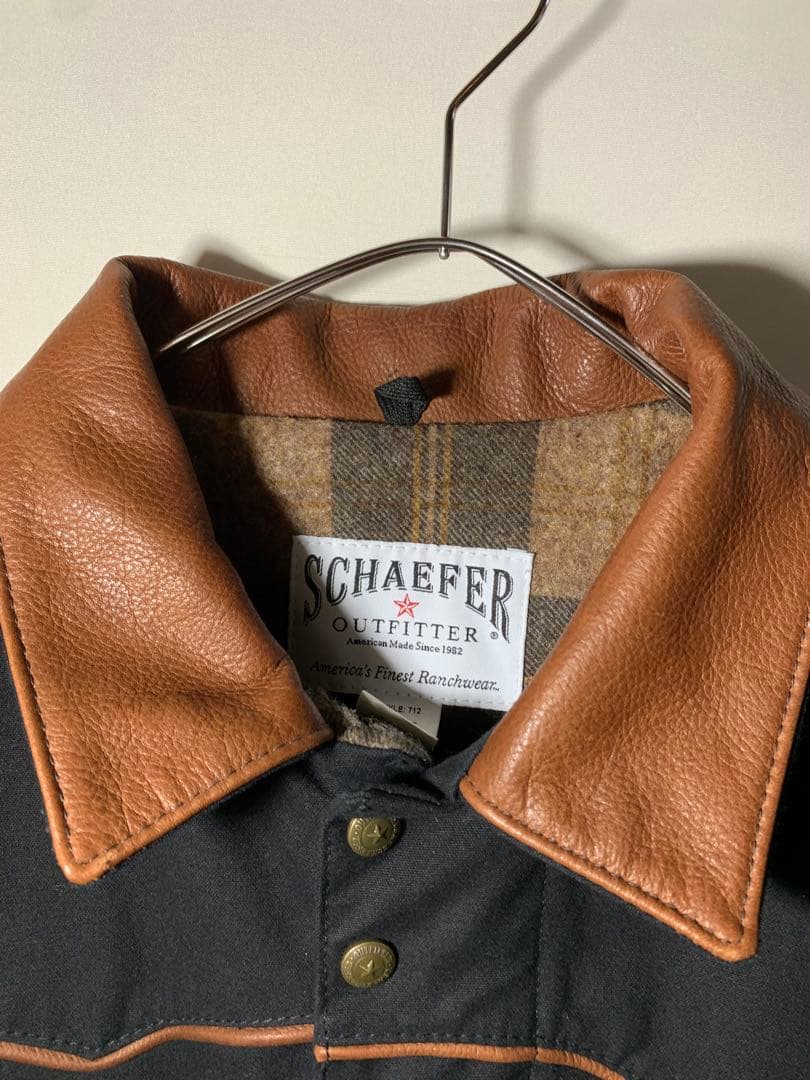 SCHAEFER ダックベスト ワーク 裏地チェック USA製 黒色 L
