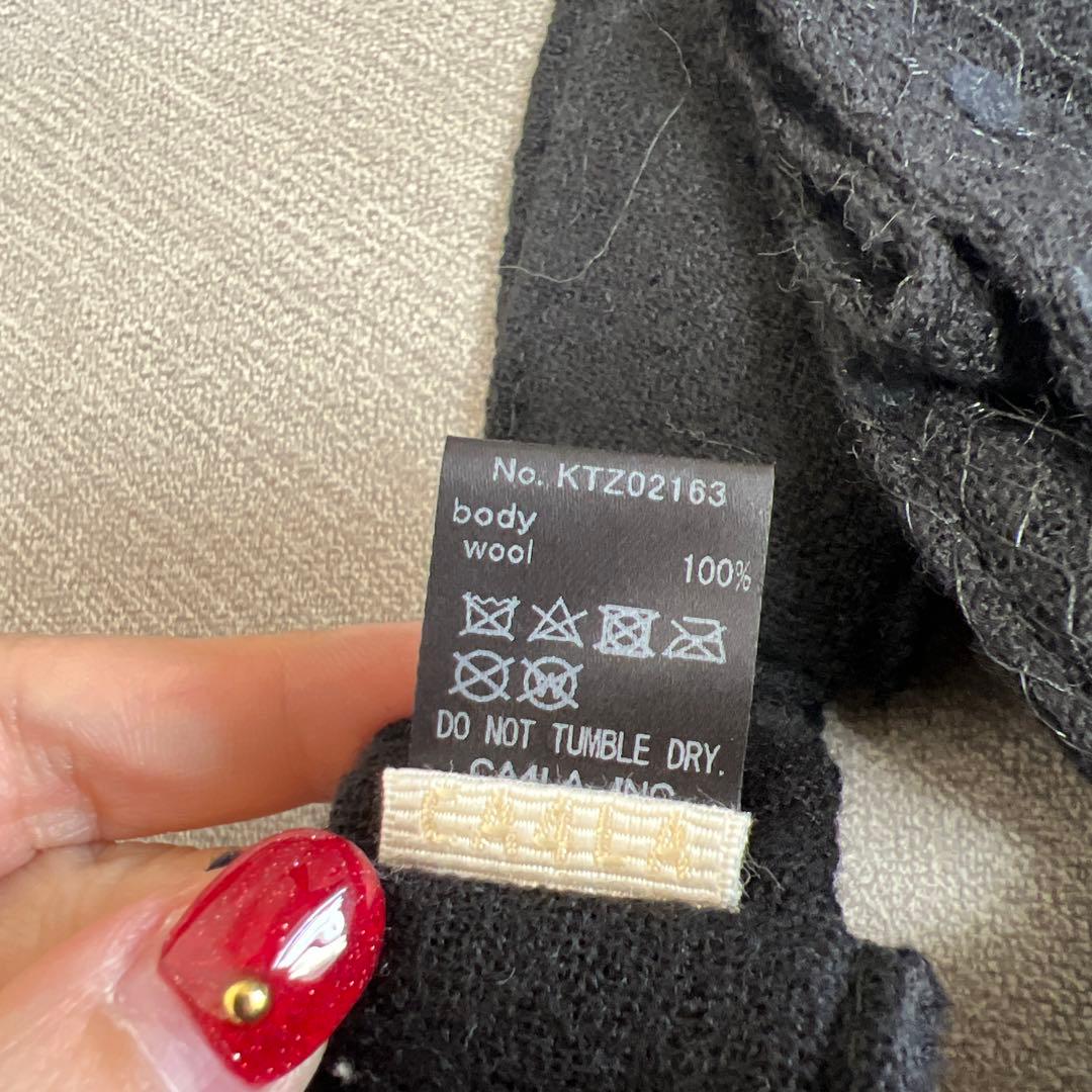 Ca4la新品　ブラックドットヘアバンド　ウール100％