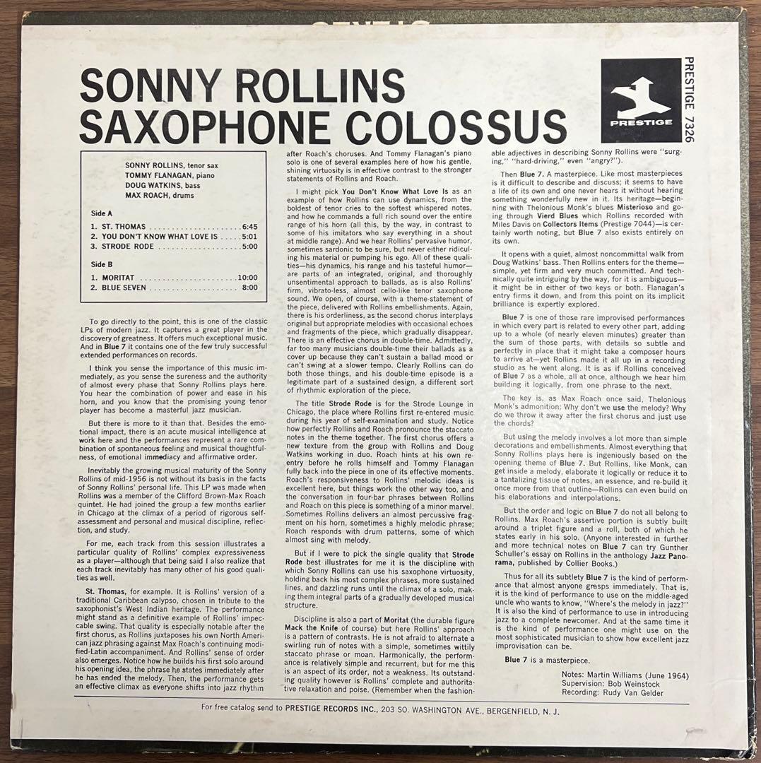 【LP/US盤】Sonny Rollins Saxophone Colossus