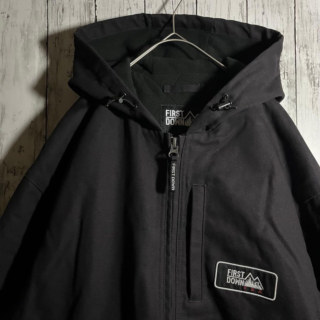 FIRSTDOWN アクティブジャケット　難燃　ダック地　フーディ　XL 黒