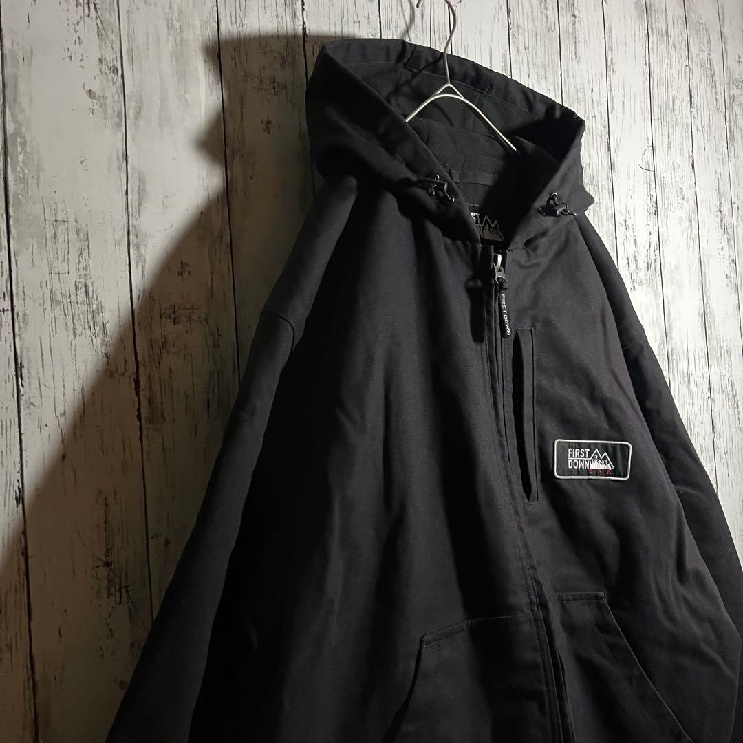 FIRSTDOWN アクティブジャケット　難燃　ダック地　フーディ　XL 黒