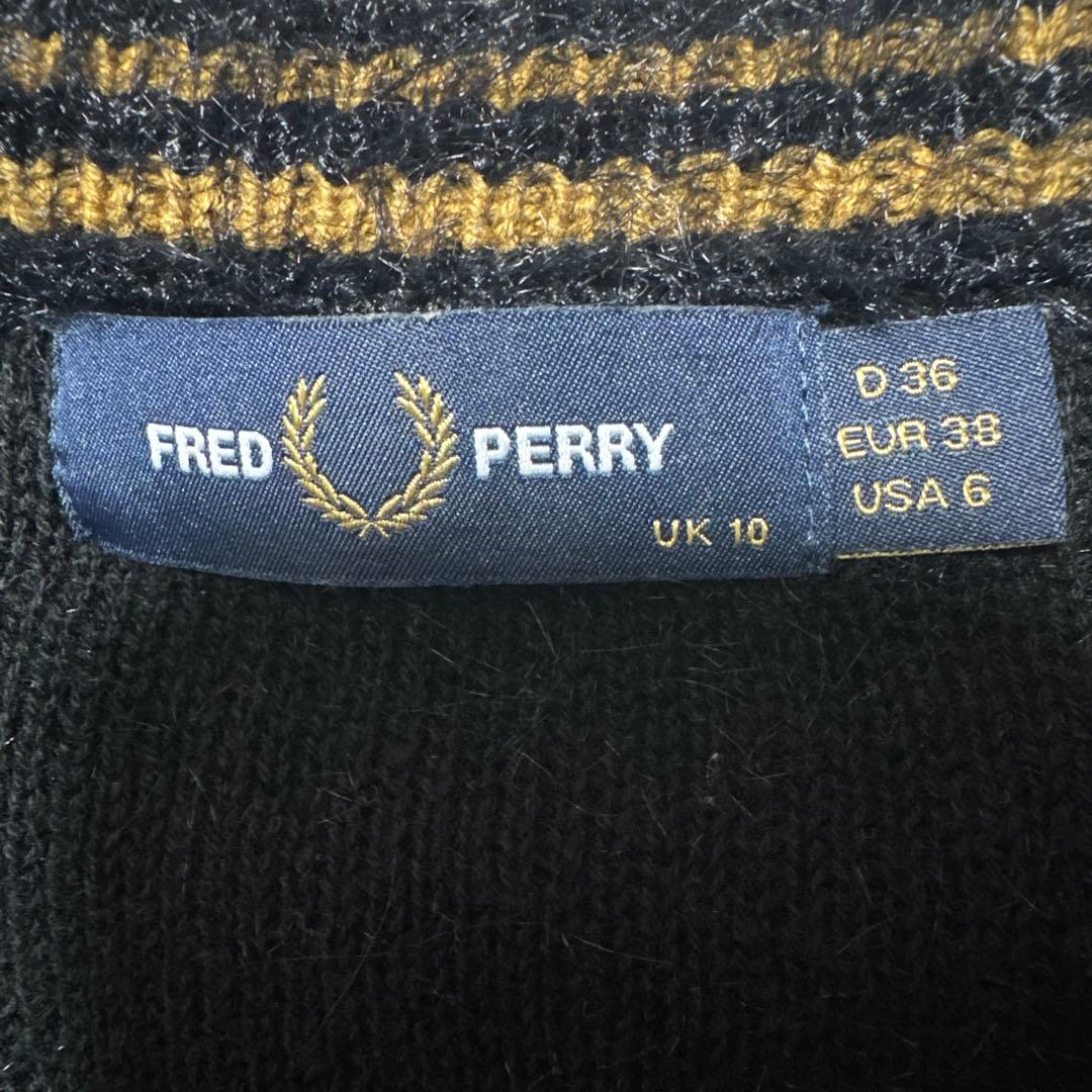 FRED PERRY ブラックカーディガン UK 10