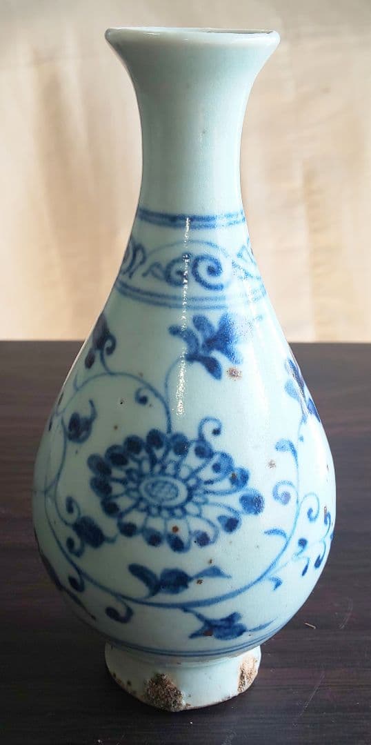 中国美術 元代 唐 北宋 青花 花草文 玉壺春瓶 花瓶壷