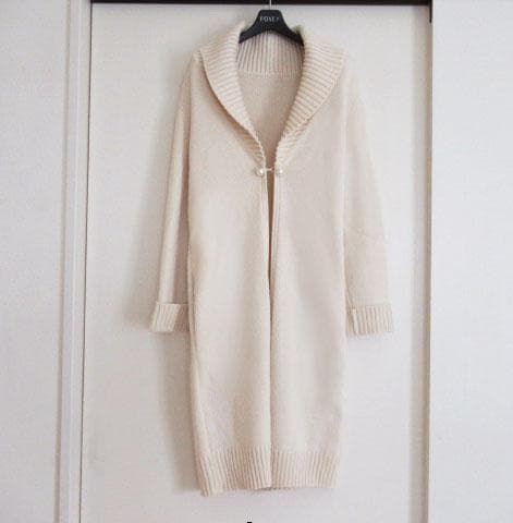 美品　FOXEY　フォクシー　カシミヤ　パール ロングカーディガン コート38