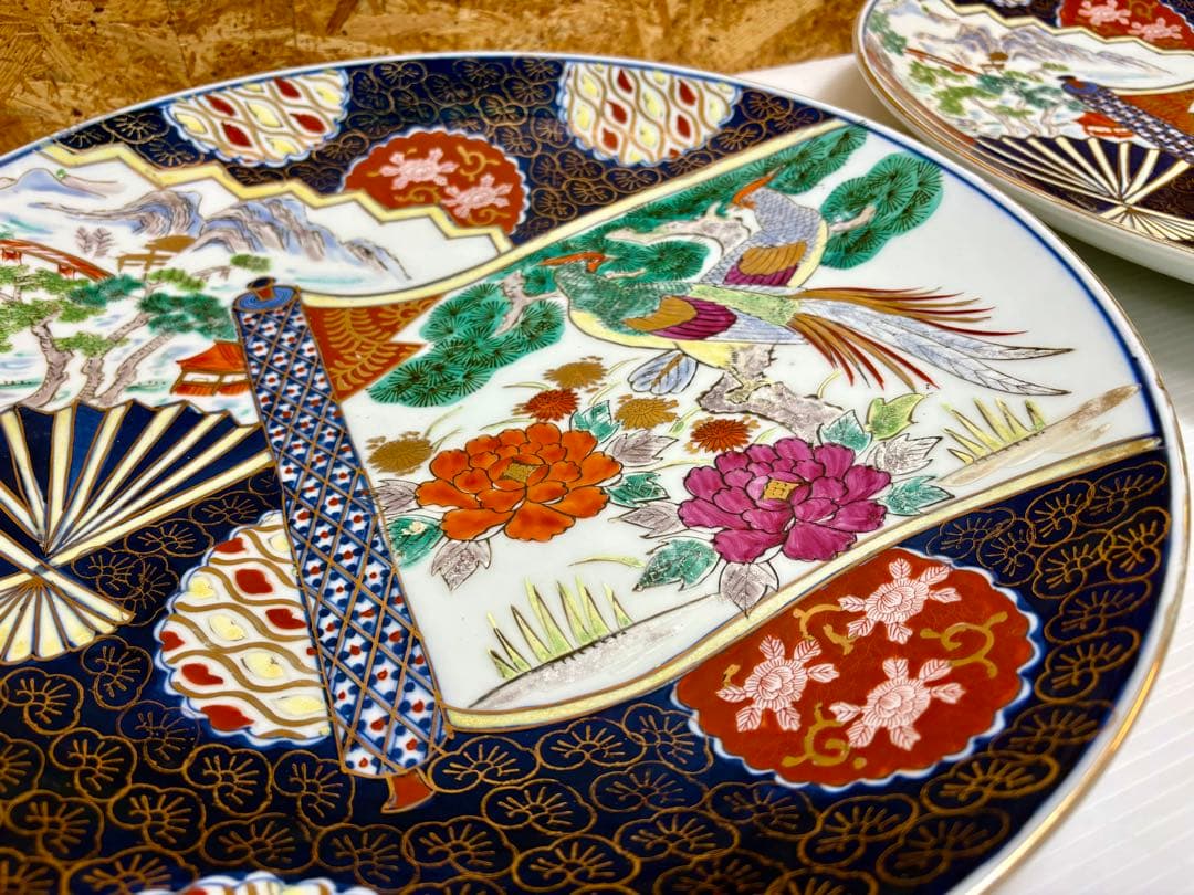 古伊万里 有田焼 大皿 山徳　直径39、5cm飾皿 2枚　詳細不明　絵皿