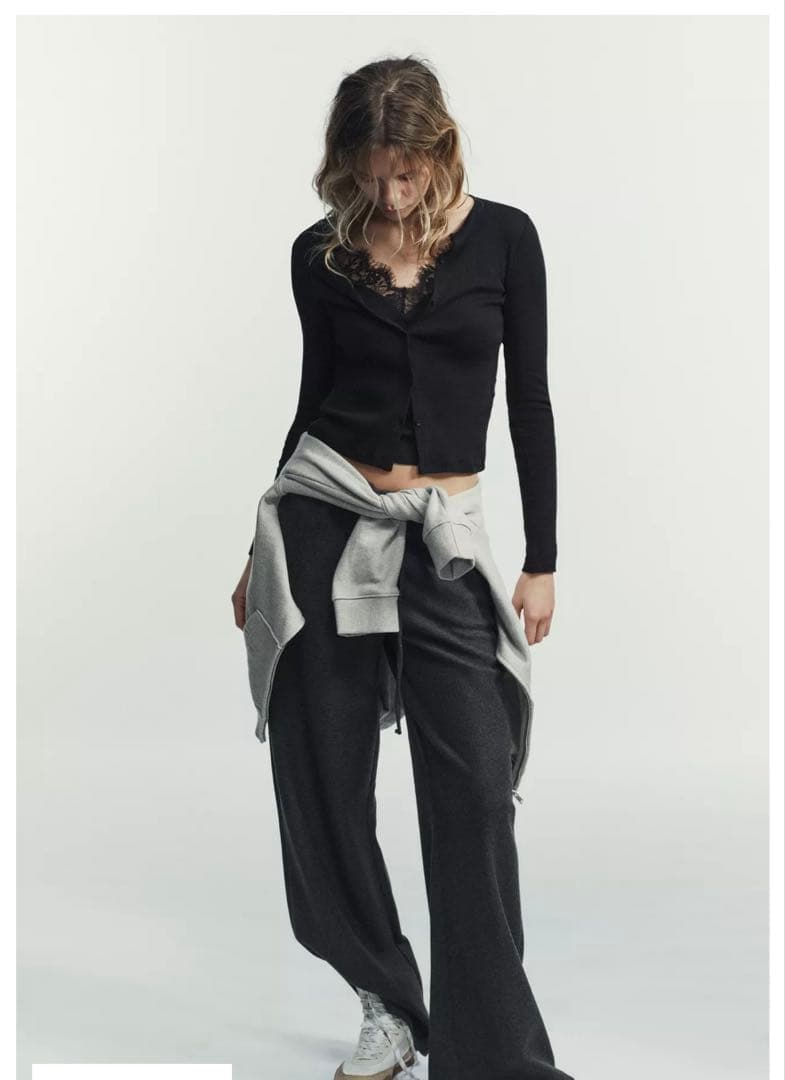 完売品⭐︎ZARA コンビネーションレーストップジャケット M ブラック