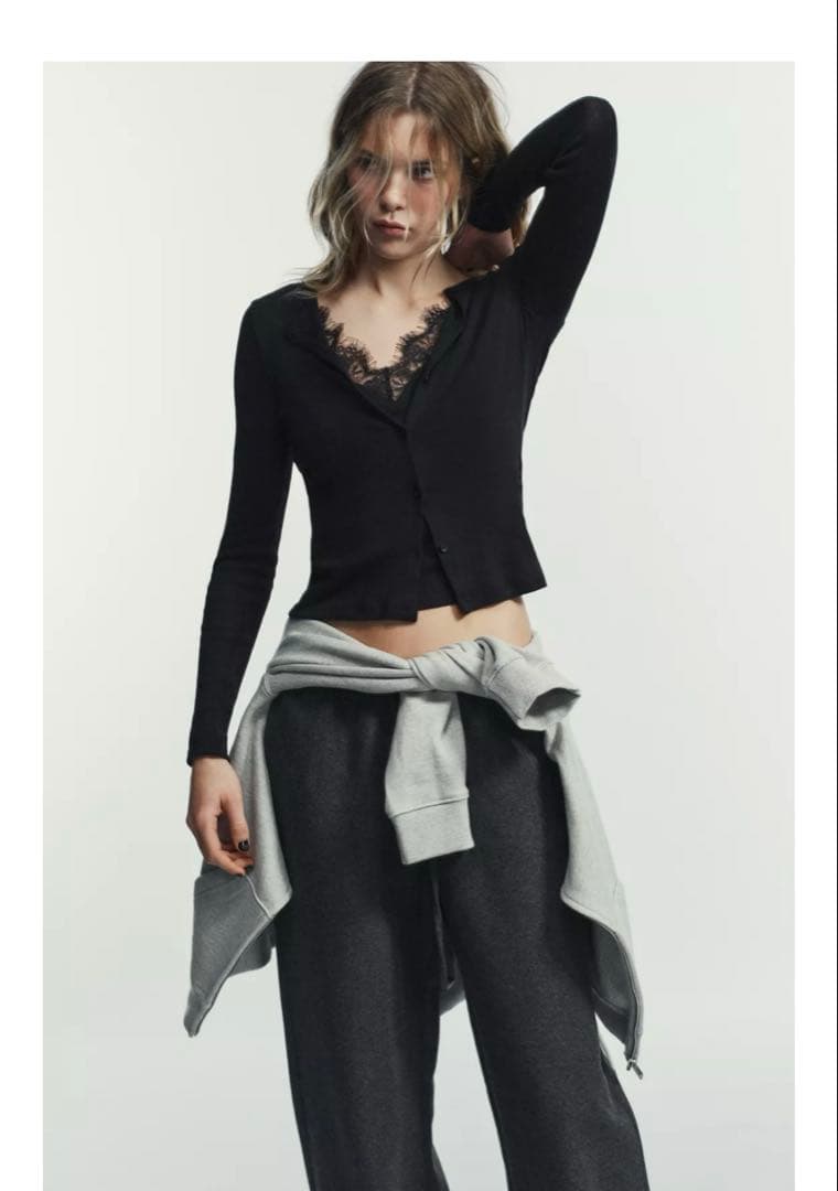 完売品⭐︎ZARA コンビネーションレーストップジャケット M ブラック