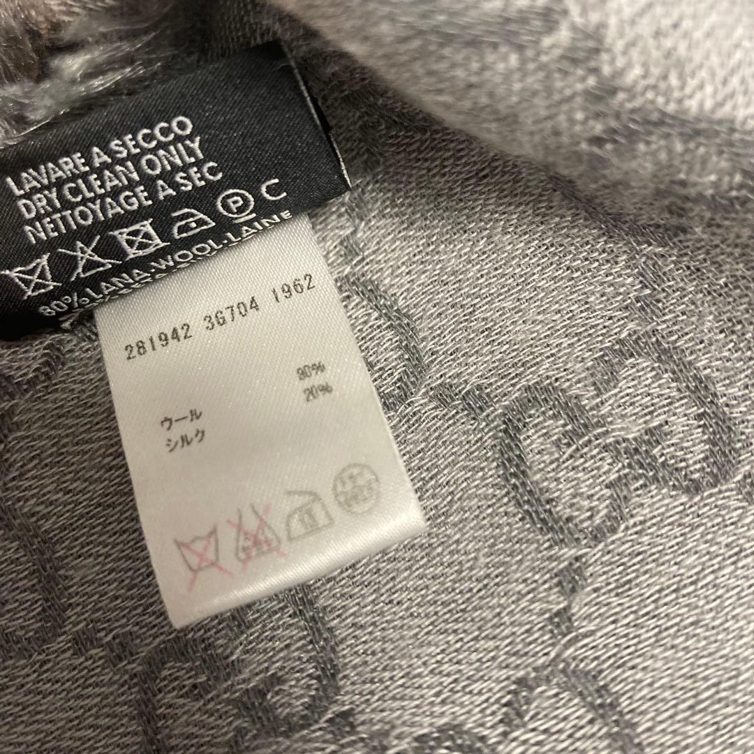 [美品]GUCCI グレー GGパターン 大判ストール オールシーズン 軽量