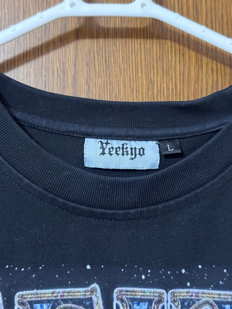 【Yeekyo】猫グラフィック Tシャツ L ブラック