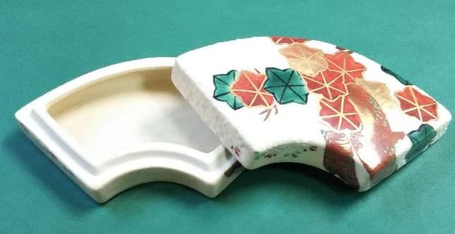 茶道具 仁清 雲錦画 扇面香合 平安 陶楽