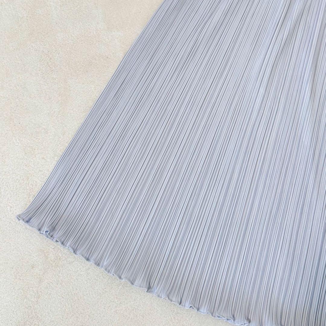 美品✨PLEATS PLEASE プリーツ　ロングスカート　フレア　ライトグレー