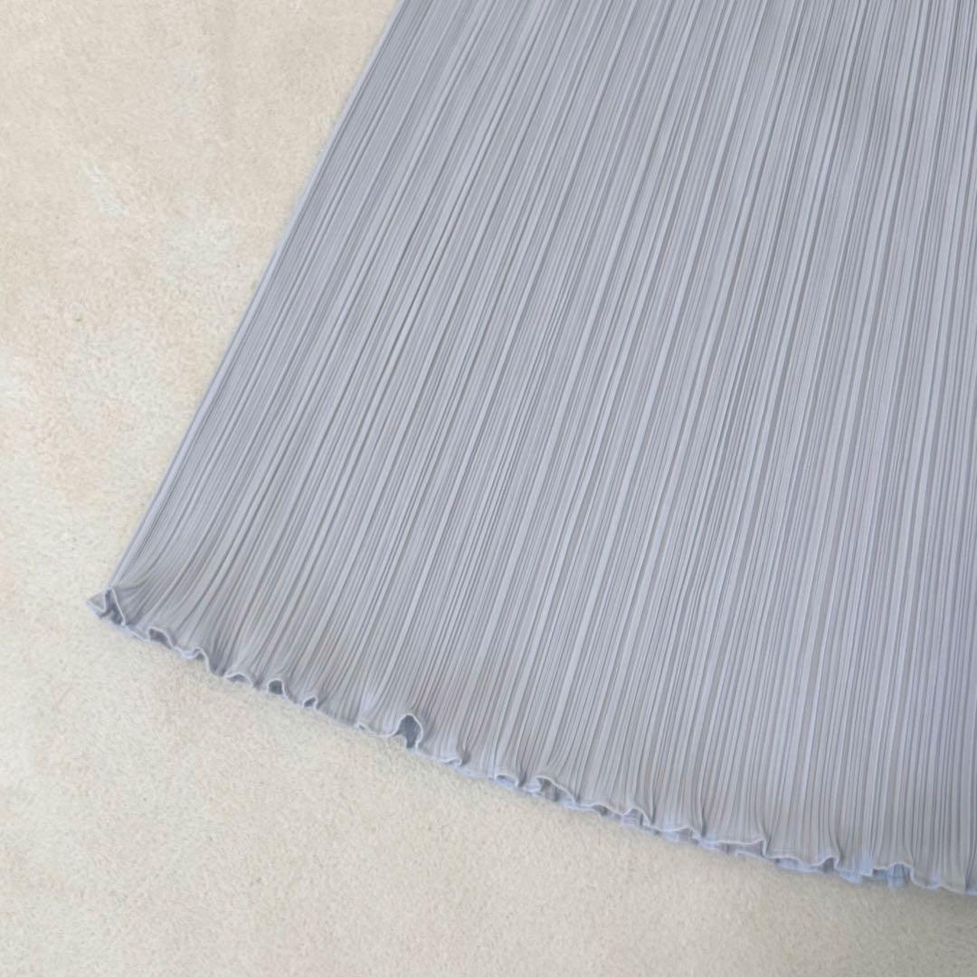 美品✨PLEATS PLEASE プリーツ　ロングスカート　フレア　ライトグレー