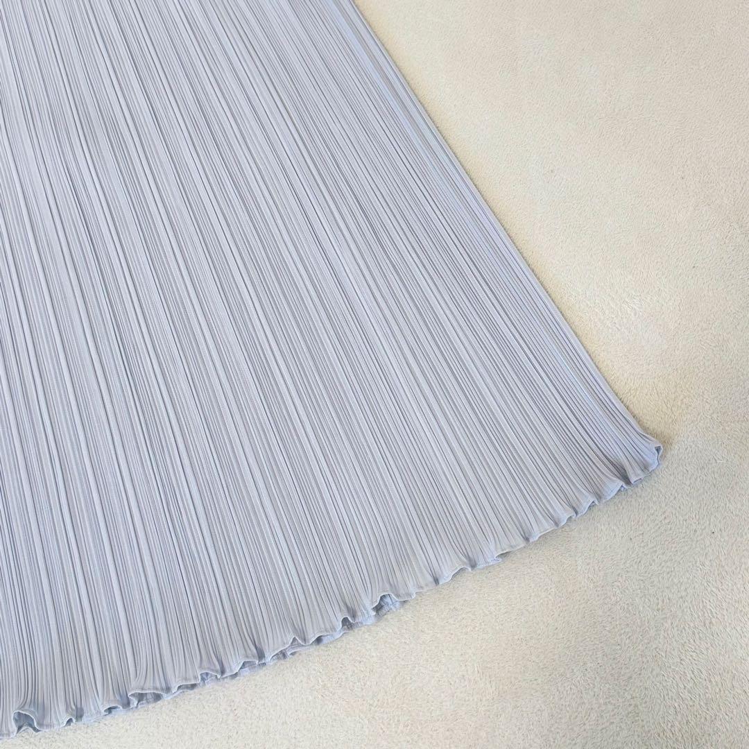 美品✨PLEATS PLEASE プリーツ　ロングスカート　フレア　ライトグレー