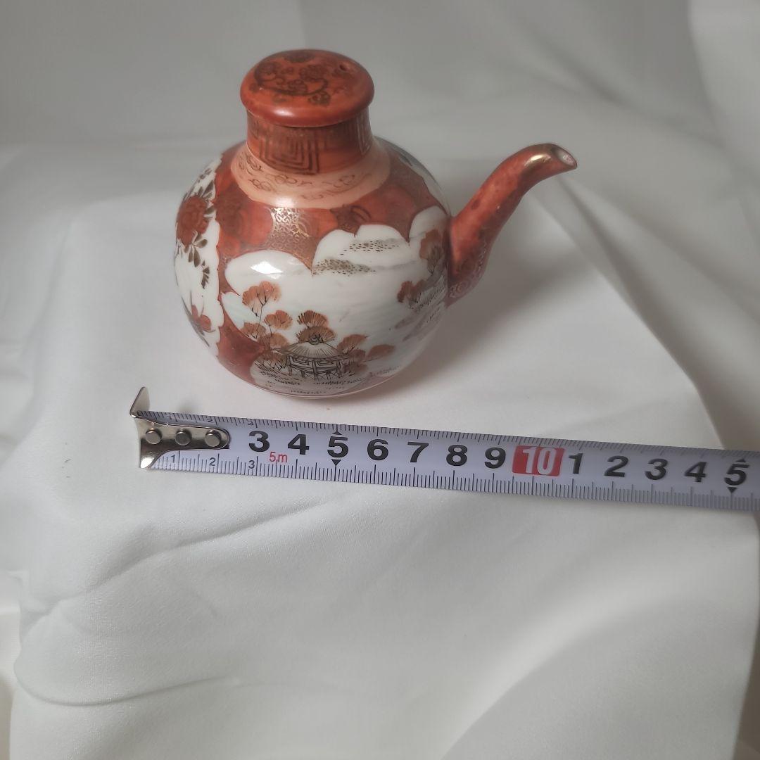陶器製調味料入れ 赤と白花模様