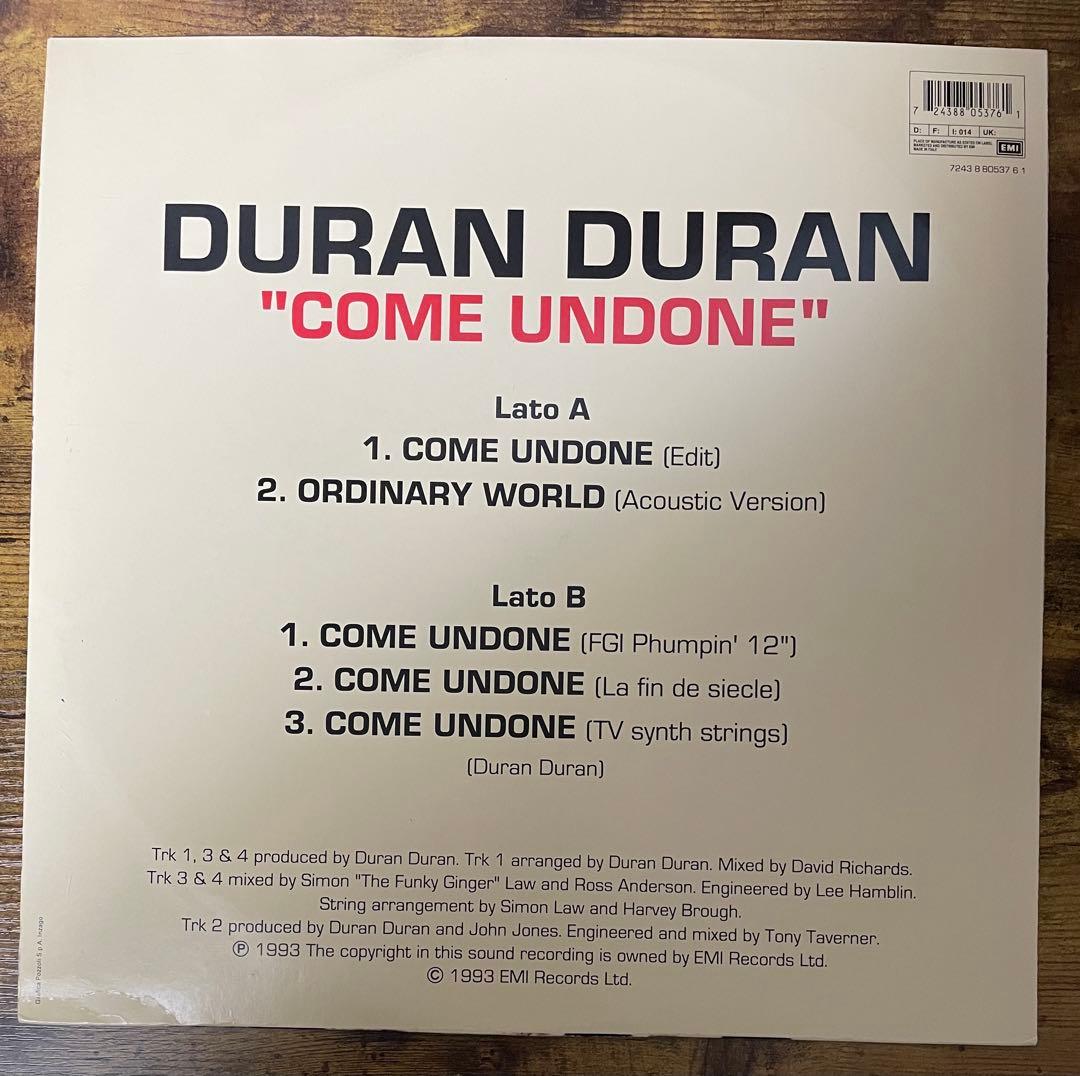 Duran Duran「Come Undone」12インチシングルレコード