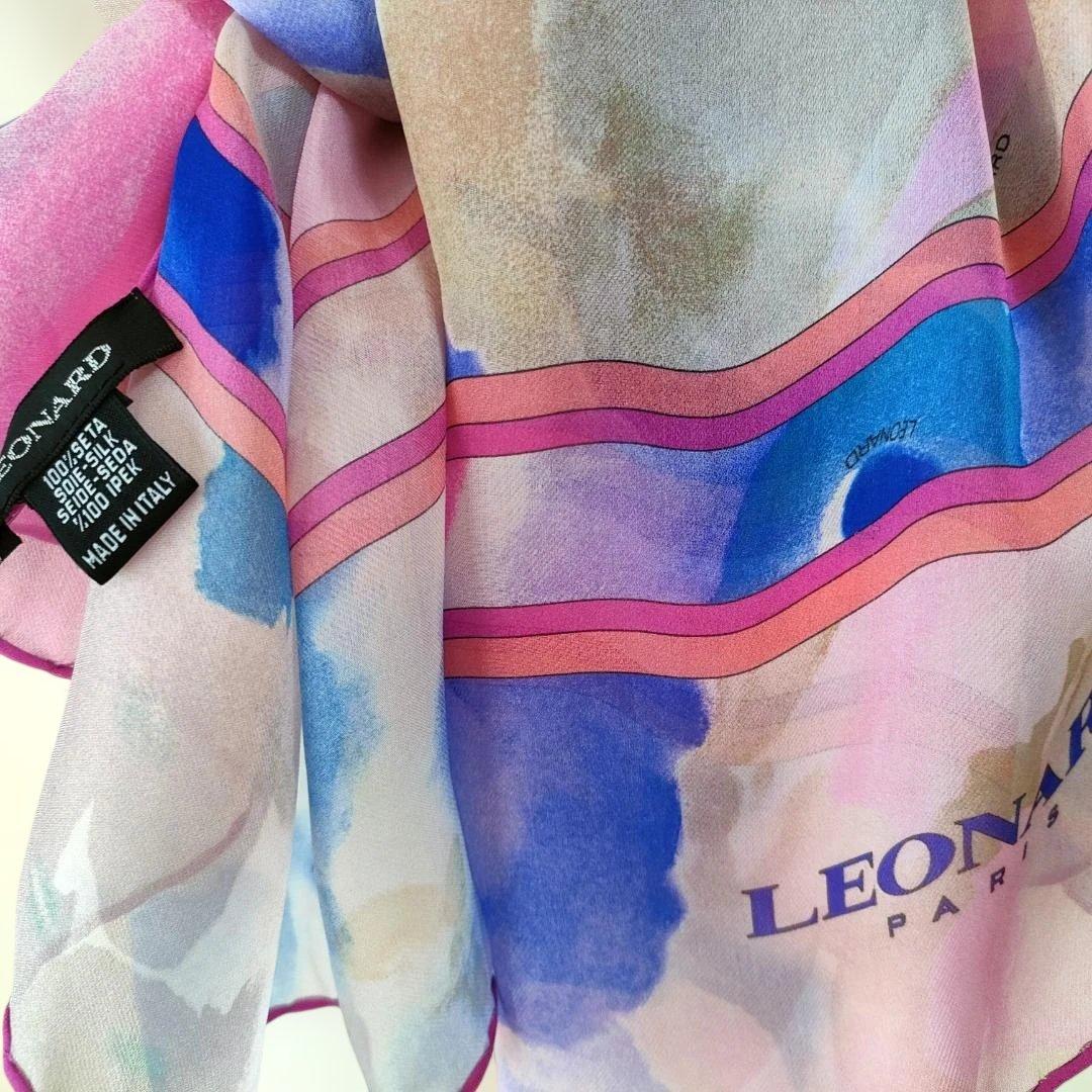 レオナール　ストール　スカーフ　LEONARD ロング　ピンクと青