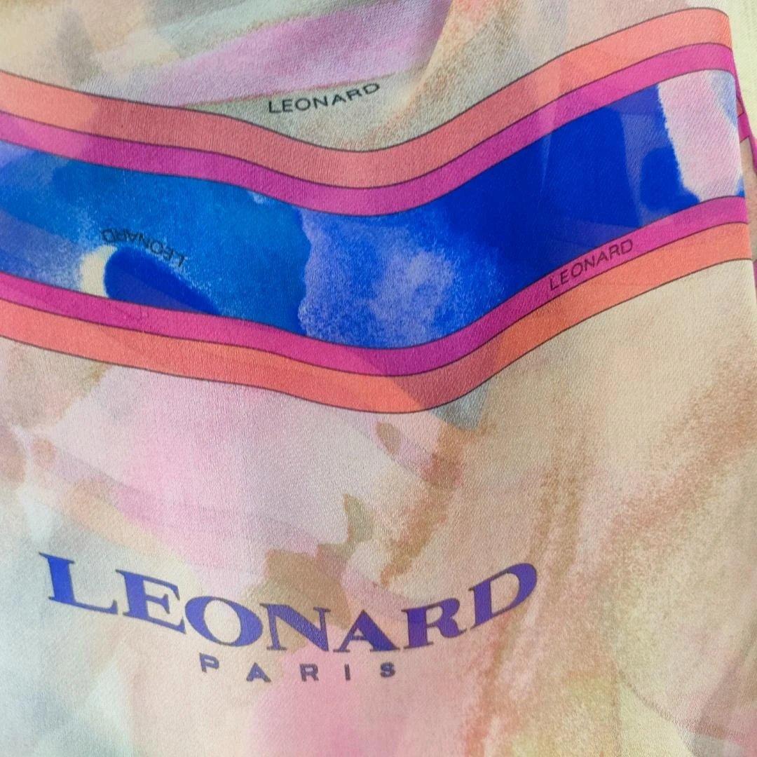 レオナール　ストール　スカーフ　LEONARD ロング　ピンクと青