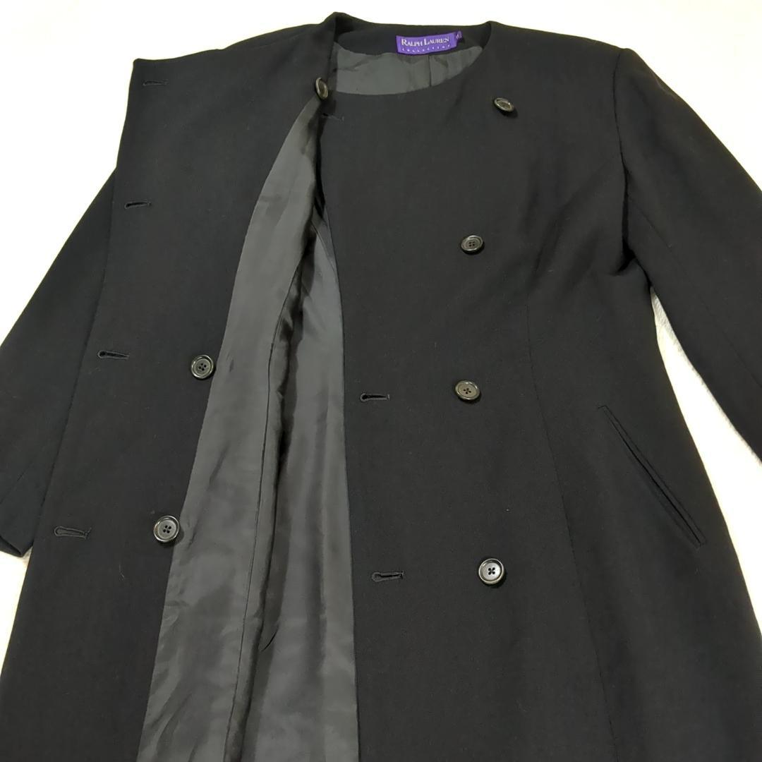 美品 RALPH LAUREN 高級ライン ノーカラー ダブルブレストコート