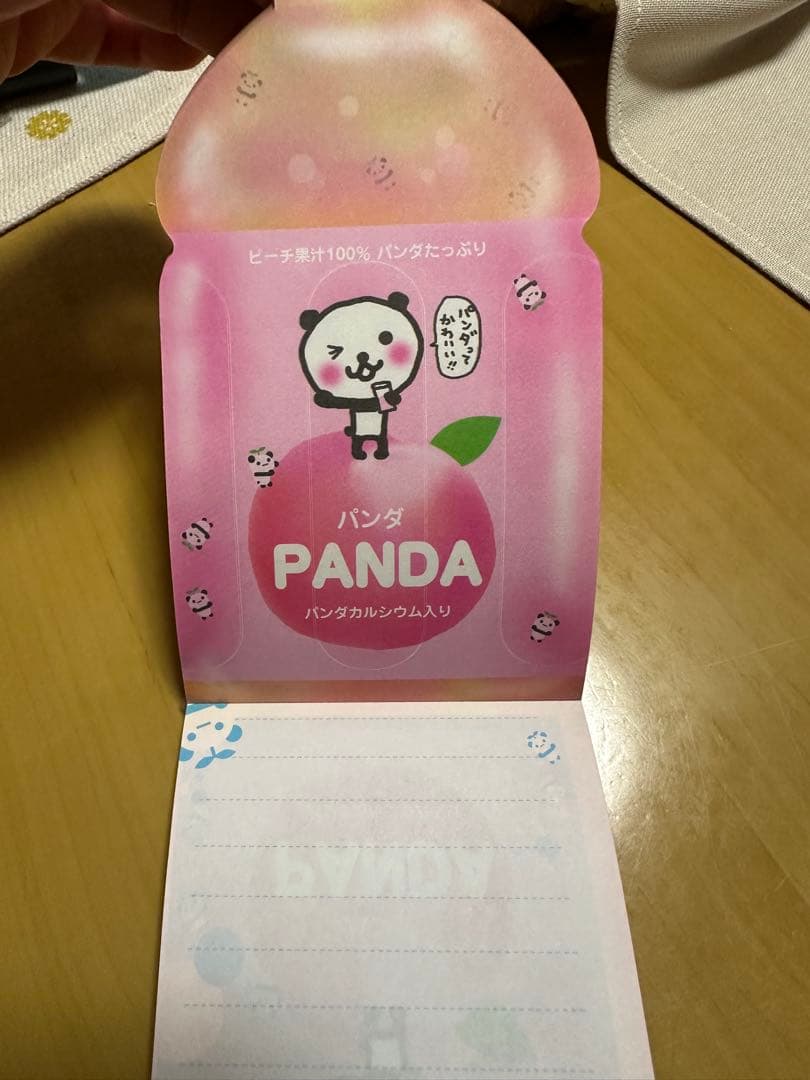 パンダデザイン メモ帳 ボトル型　カミオジャパン　ダイカットメモ帳　ぱんだ茶