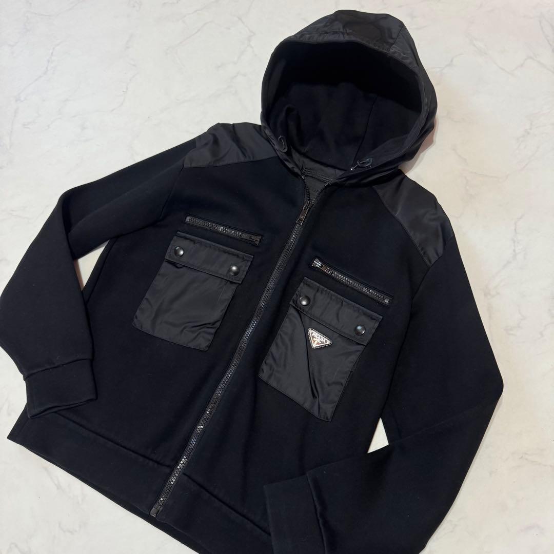 ✨極美品✨プラダ テクニカルジャケット 三角ロゴ フーディ切替 メンズ XL