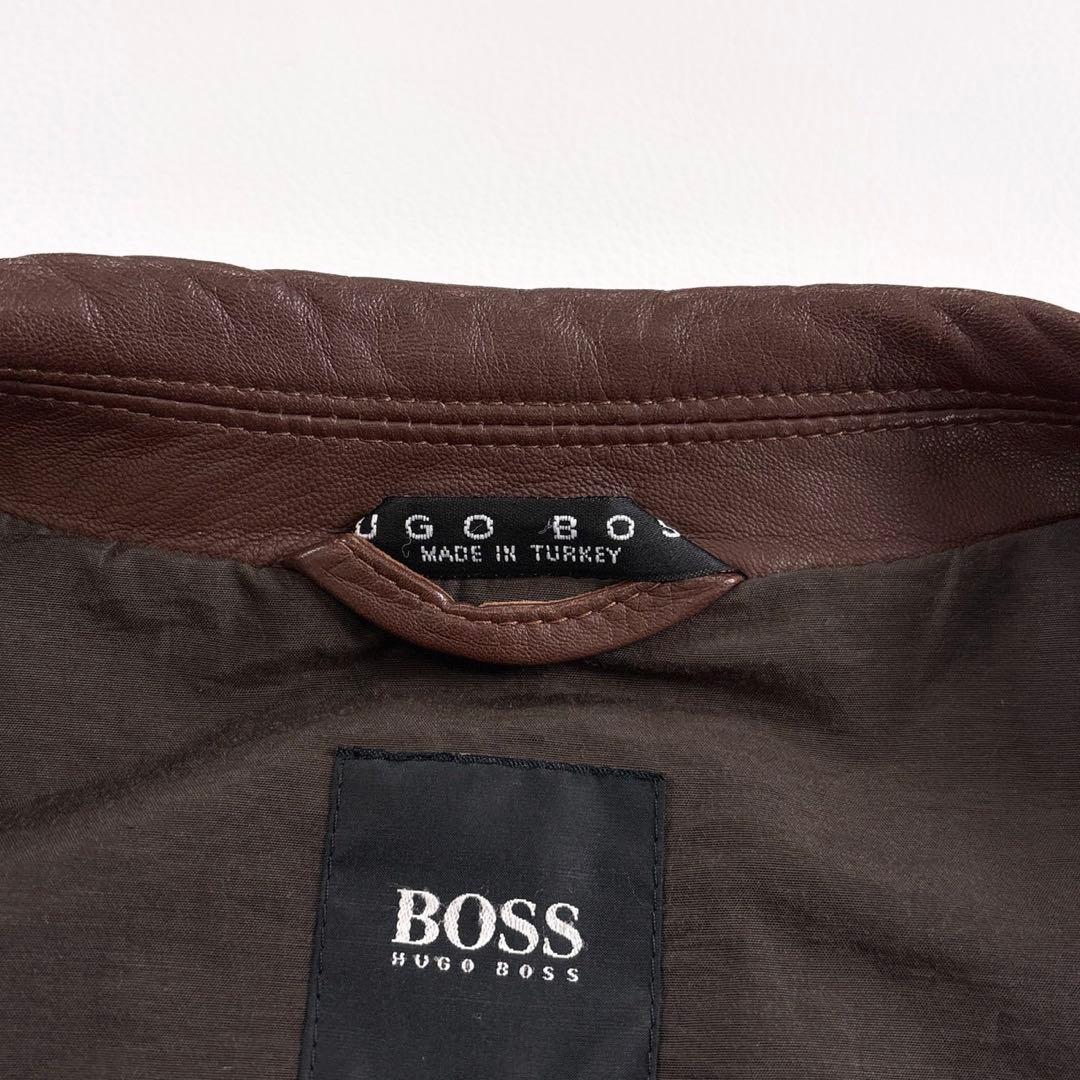 HUGOBOSS ヒューゴボス レザージャケット テーラードジャケット ブラウン