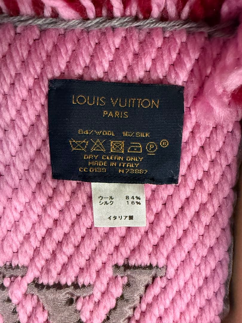 【即日発送】 Louis Vuitton ロゴマフラー 赤とピンク