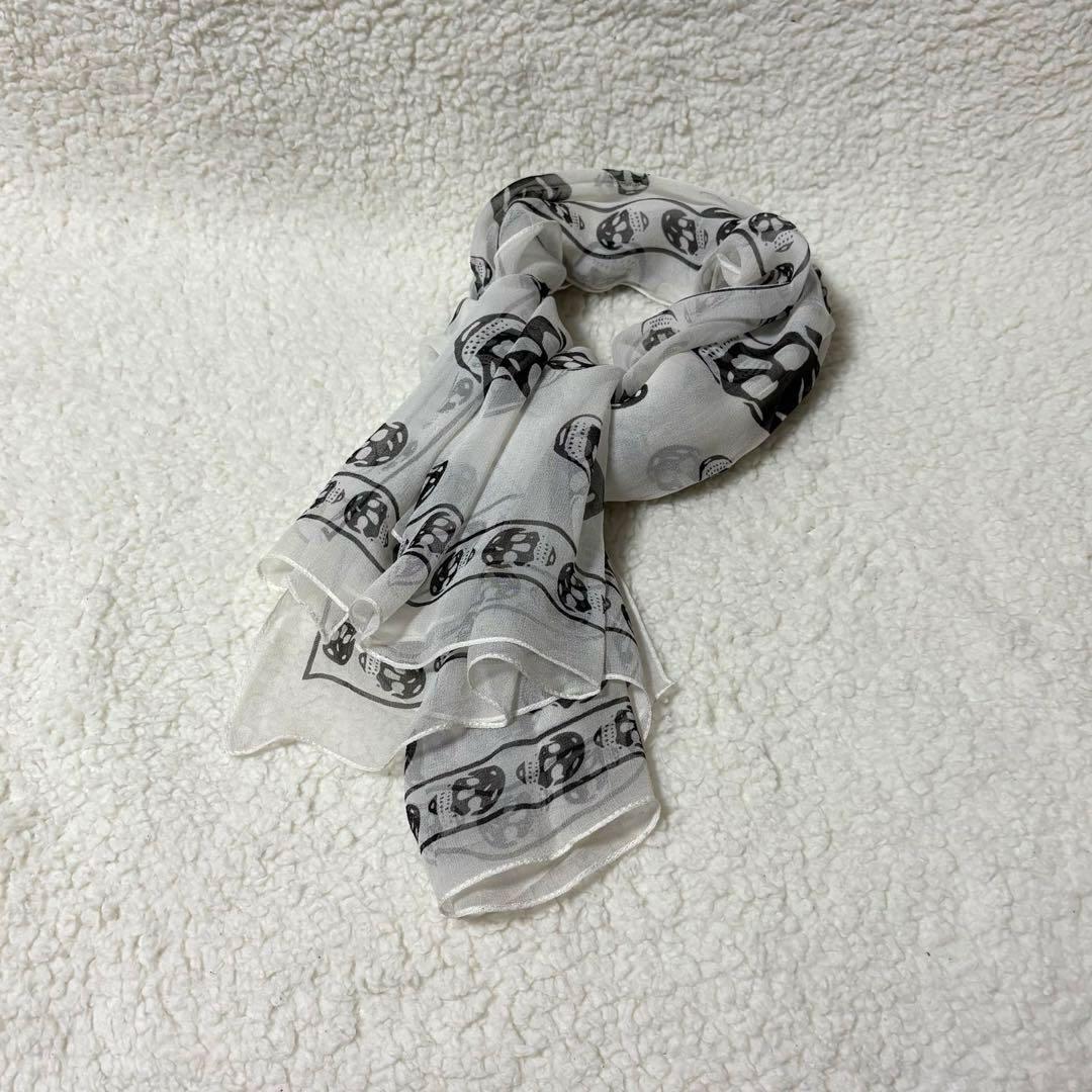 Alexander McQUEEN スカルモチーフスカーフWHT/F