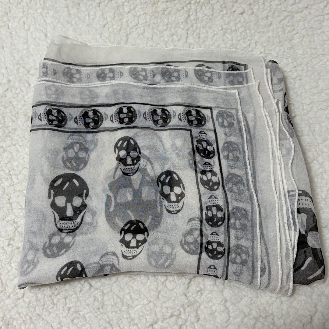 Alexander McQUEEN スカルモチーフスカーフWHT/F