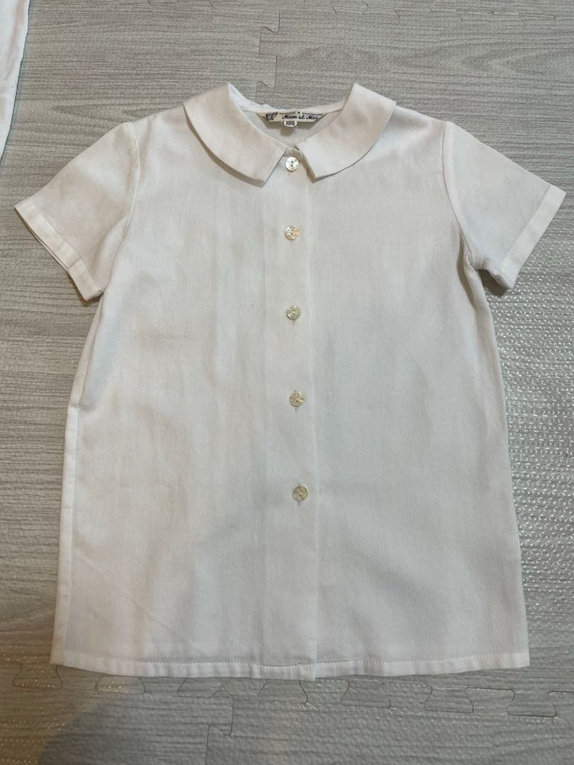 お受験　女の子　シャツ　ポロシャツ　キュロット　セット120