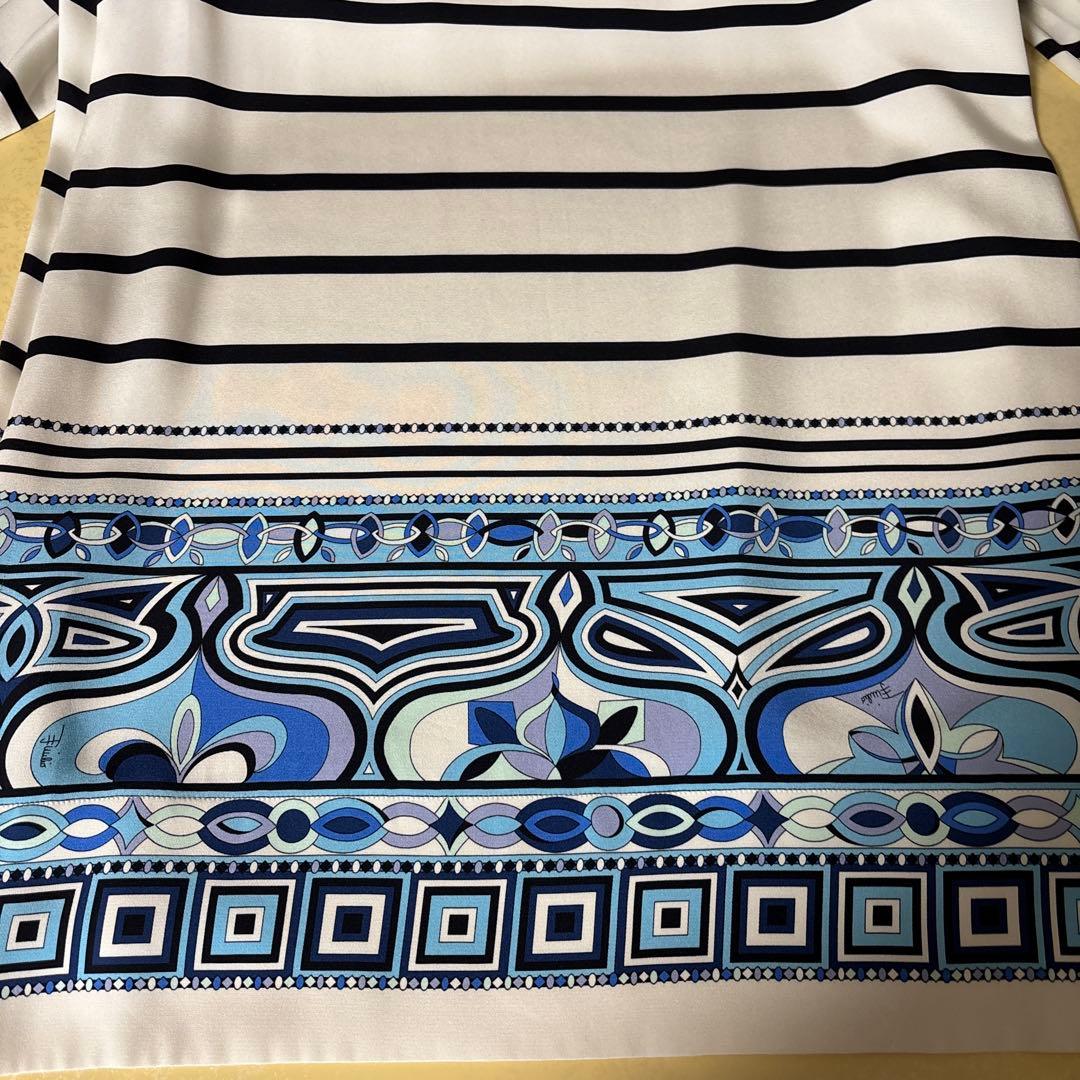 EMILIO PUCCI ストライプ膝丈ワンピース