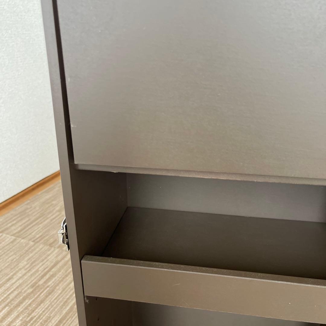 コスメワゴン　ダークブラウン ミラー付き収納キャビネット