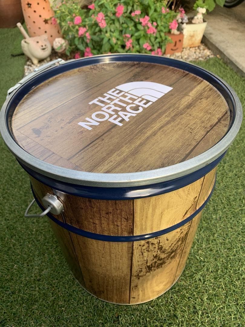 オープンペール缶 20L　リメイクウッド仕上げ　薪入れ　テーブルチェア　焚火缶