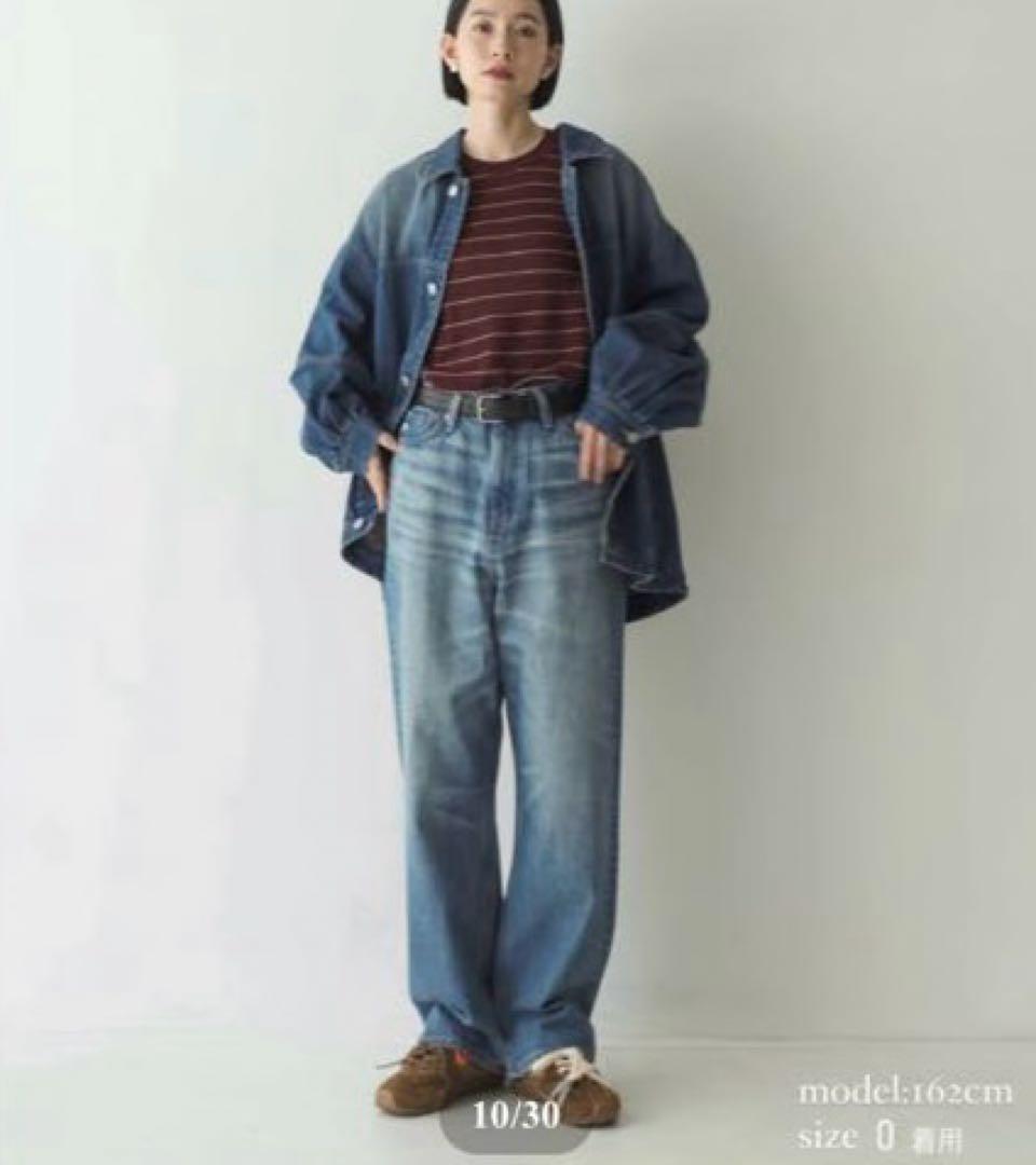FASHIRU × SOMETHING バギーフィットデニムパンツ　Ｌサイズ