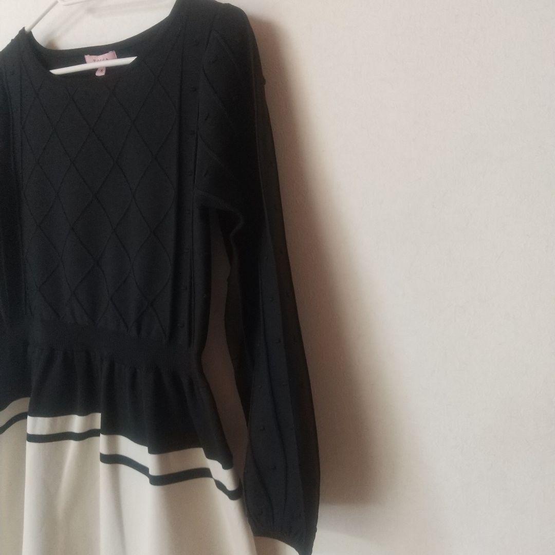 極美品TOCCA トッカ ニットワンピースSバイカラー黒セレモニー