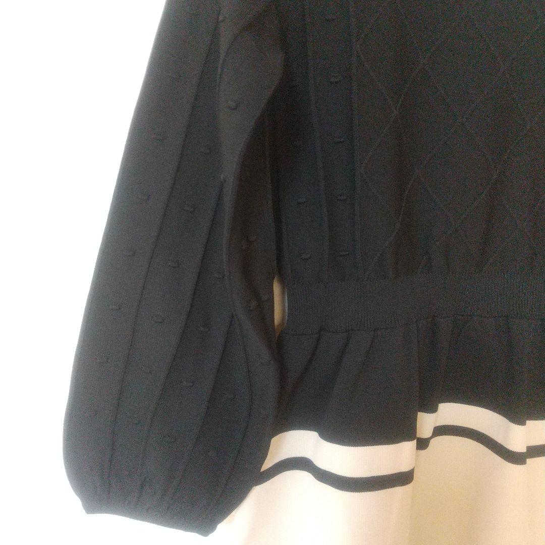 極美品TOCCA トッカ ニットワンピースSバイカラー黒セレモニー