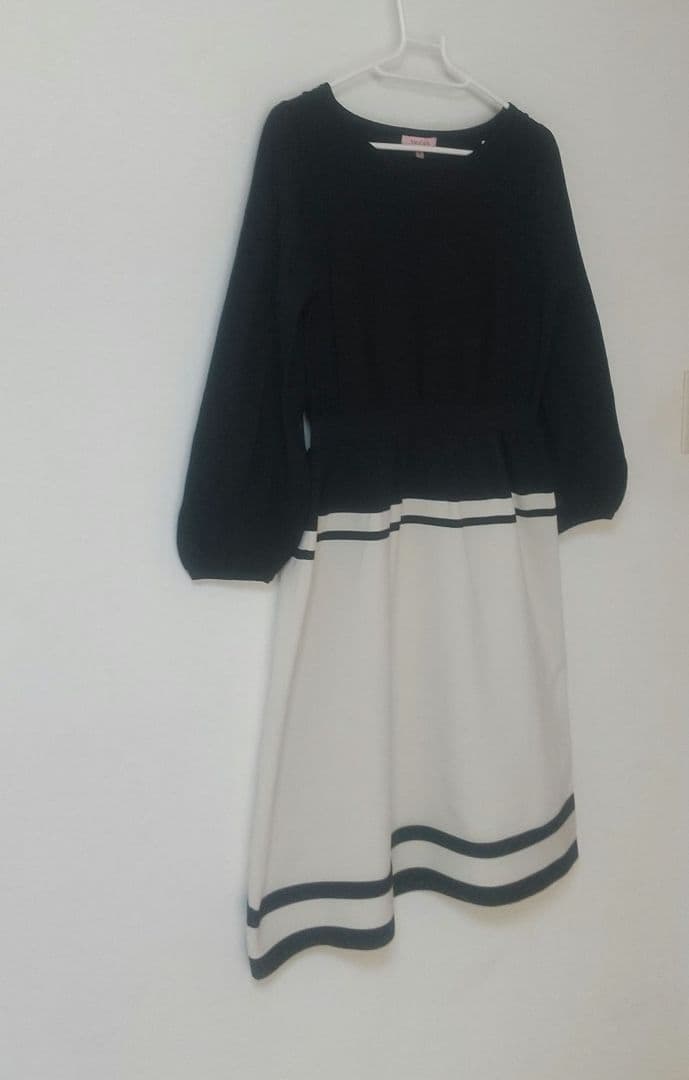 極美品TOCCA トッカ ニットワンピースSバイカラー黒セレモニー