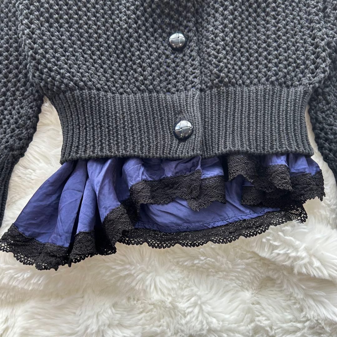 【美品】sacai luck かぎ編みニット レイヤード カーディガン 春夏 黒