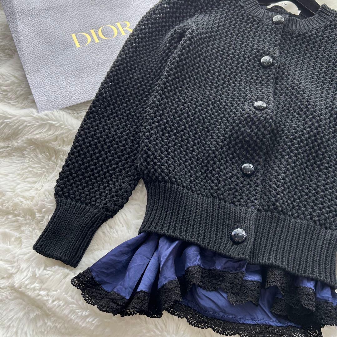 【美品】sacai luck かぎ編みニット レイヤード カーディガン 春夏 黒
