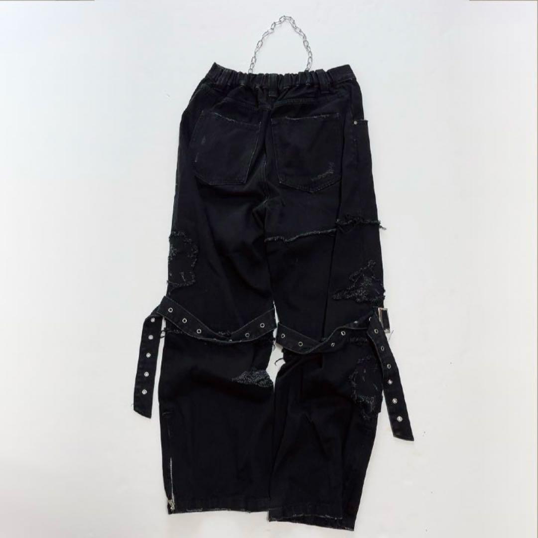 Gamchuガムチュ 半壊卍壊デニムパンツ ブラック 黒 フリーサイズ