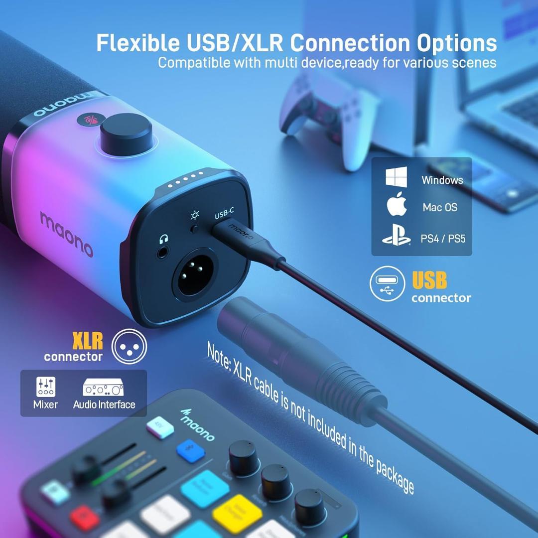 新品 USB マイク ダイナミックマイク ノイズキャンセリング ゲーミングマイク