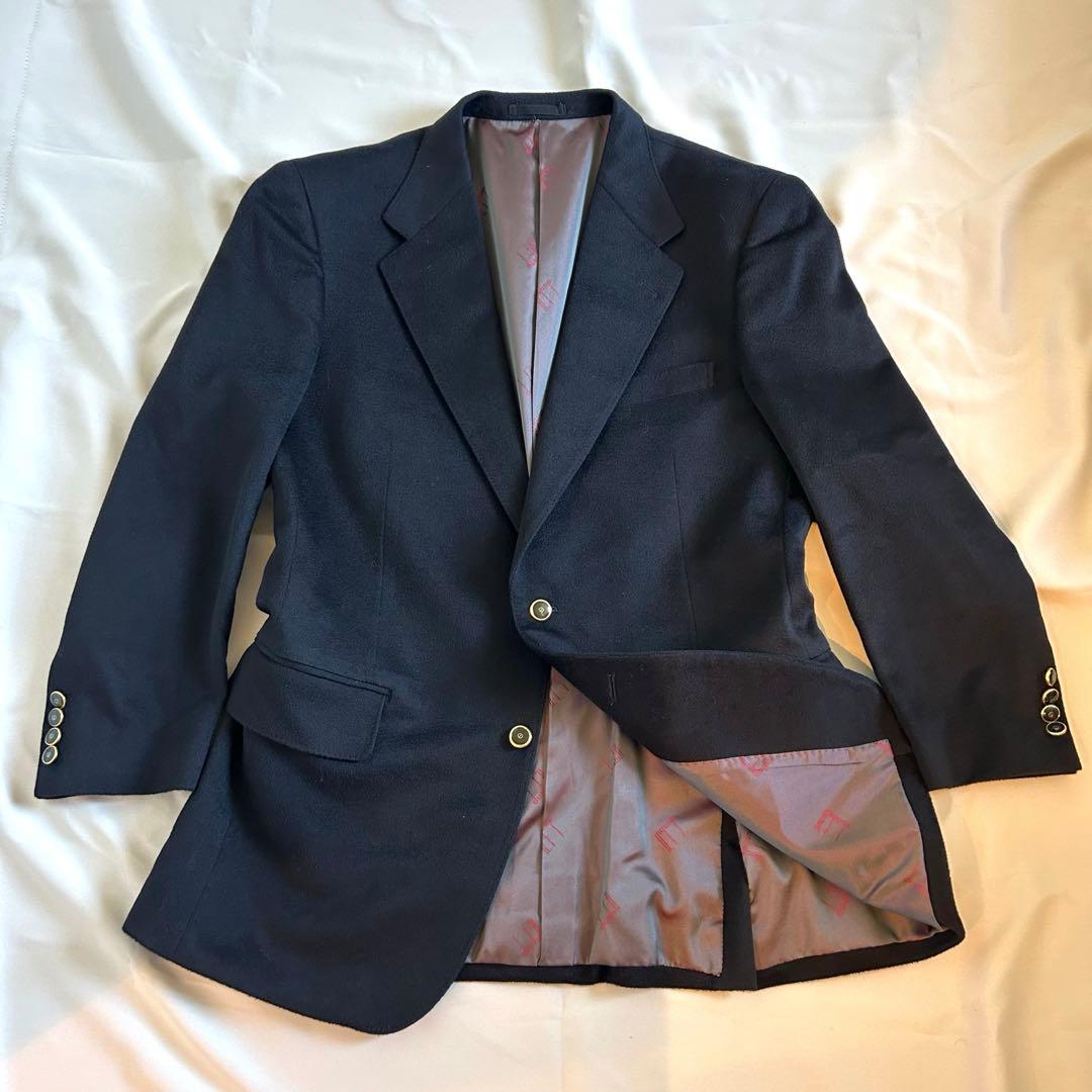 【未使用級】 dunhill カシミヤ 金ボタン 紺ブレ テーラードジャケット