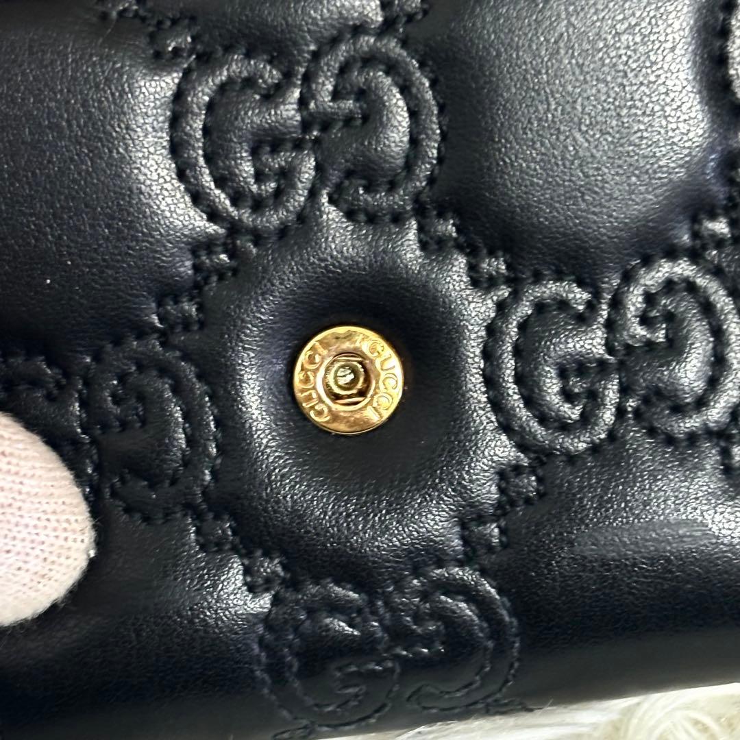 極美品✨GUCCI GG マトラッセ マーモント 二つ折り財布 キルティング 黒