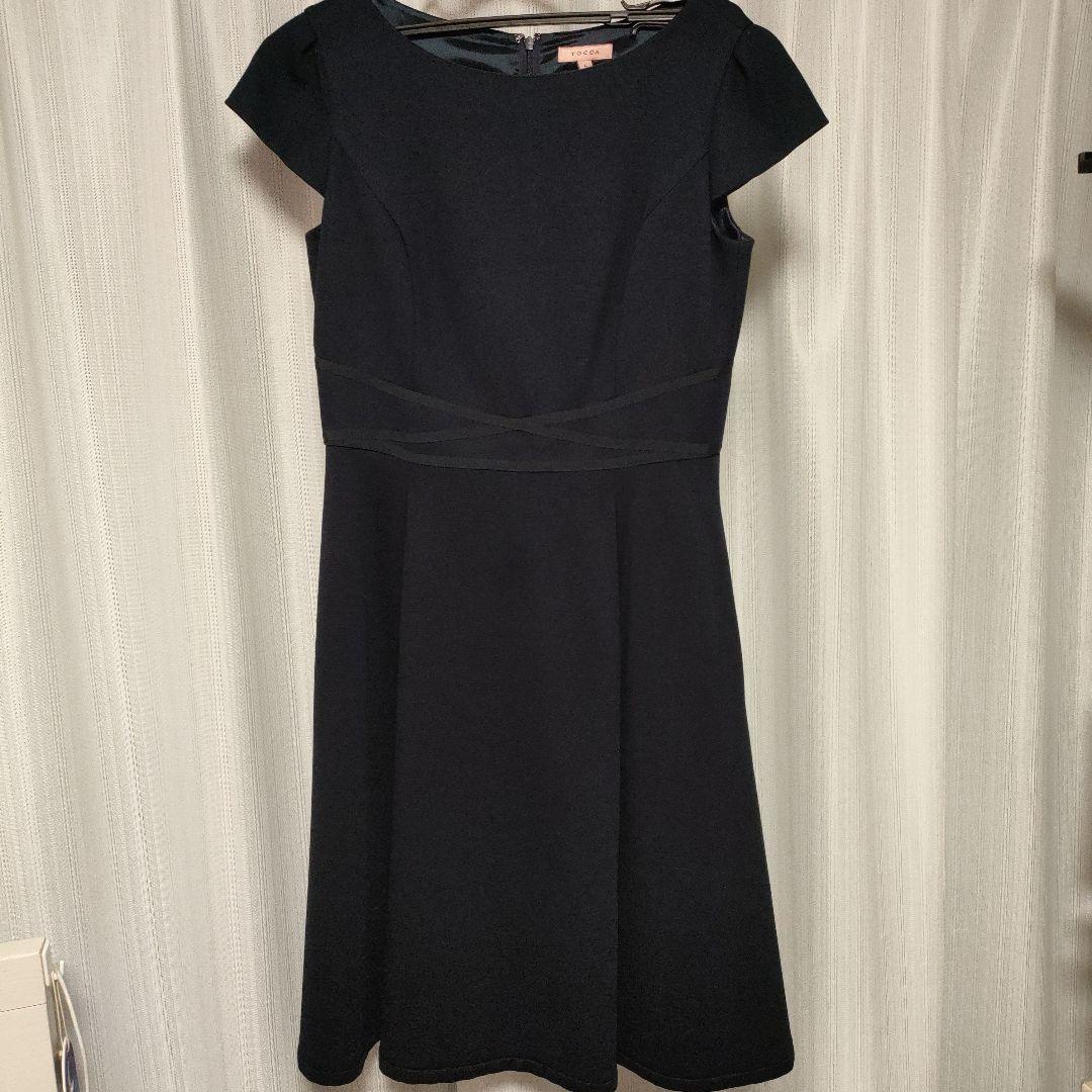 美品　TOCCA LUCE ネイビー 半袖 Aライン ワンピース